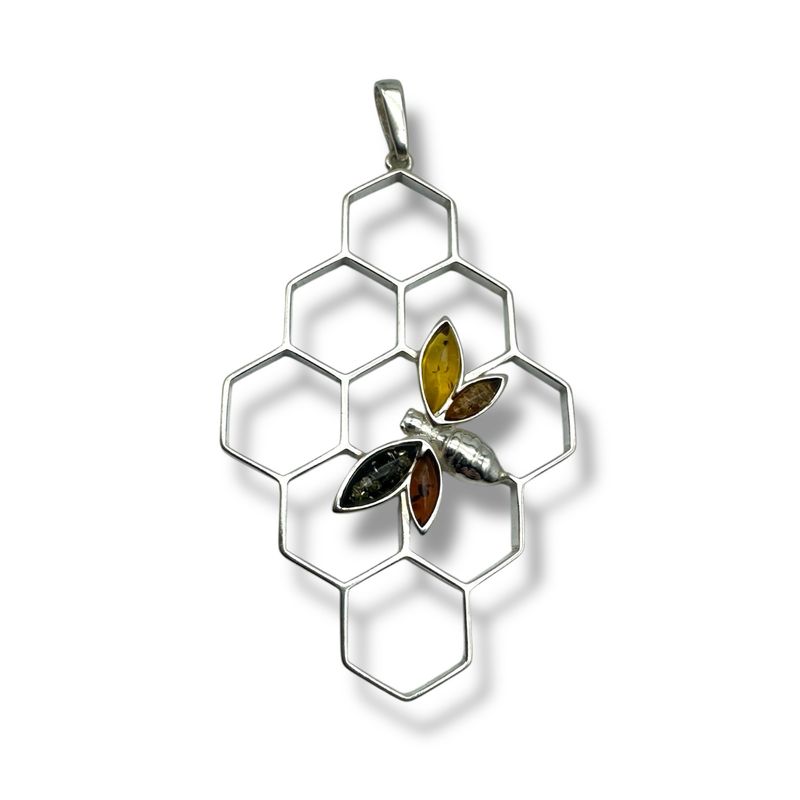 Sterling Silver Multicoloured Amber Pendant