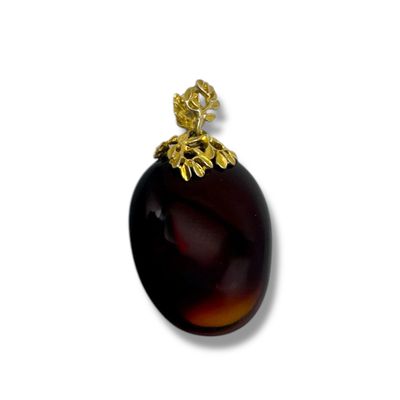 Gold Coated Sterling Silver  Cherry  Amber Pendant
