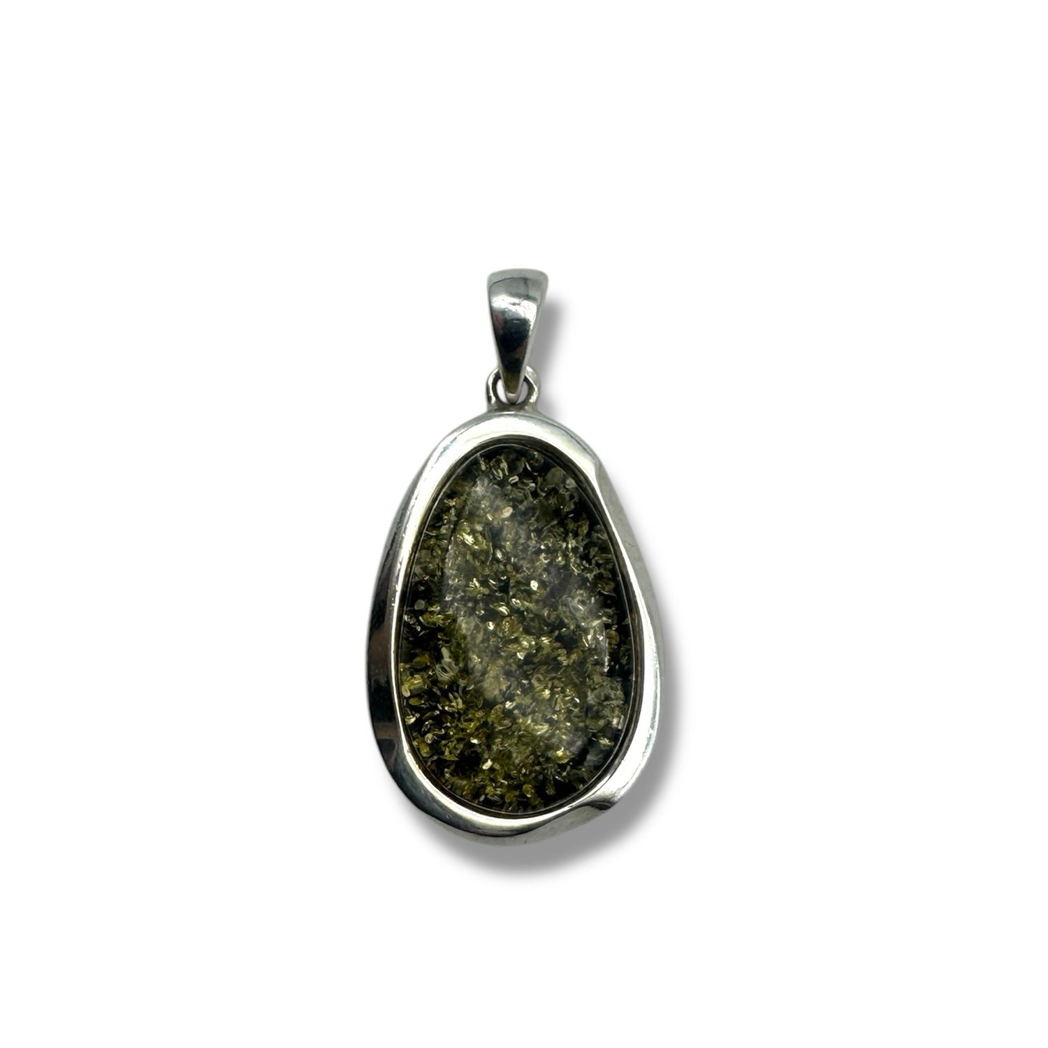 Sterling Silver Green Baltic Amber Pendant