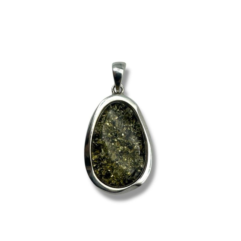 Sterling Silver Green Baltic Amber Pendant