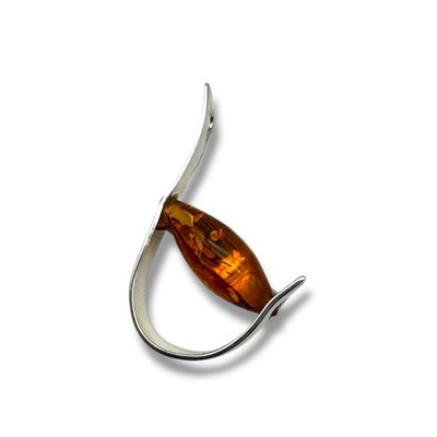 Sterling Silver Cognac Amber Pendant