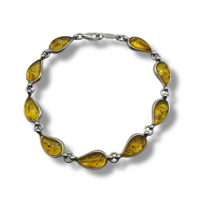 Sterling Silver Cognac Amber Bracelet