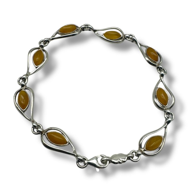 Sterling Silver Butterscotch Amber Bracelet