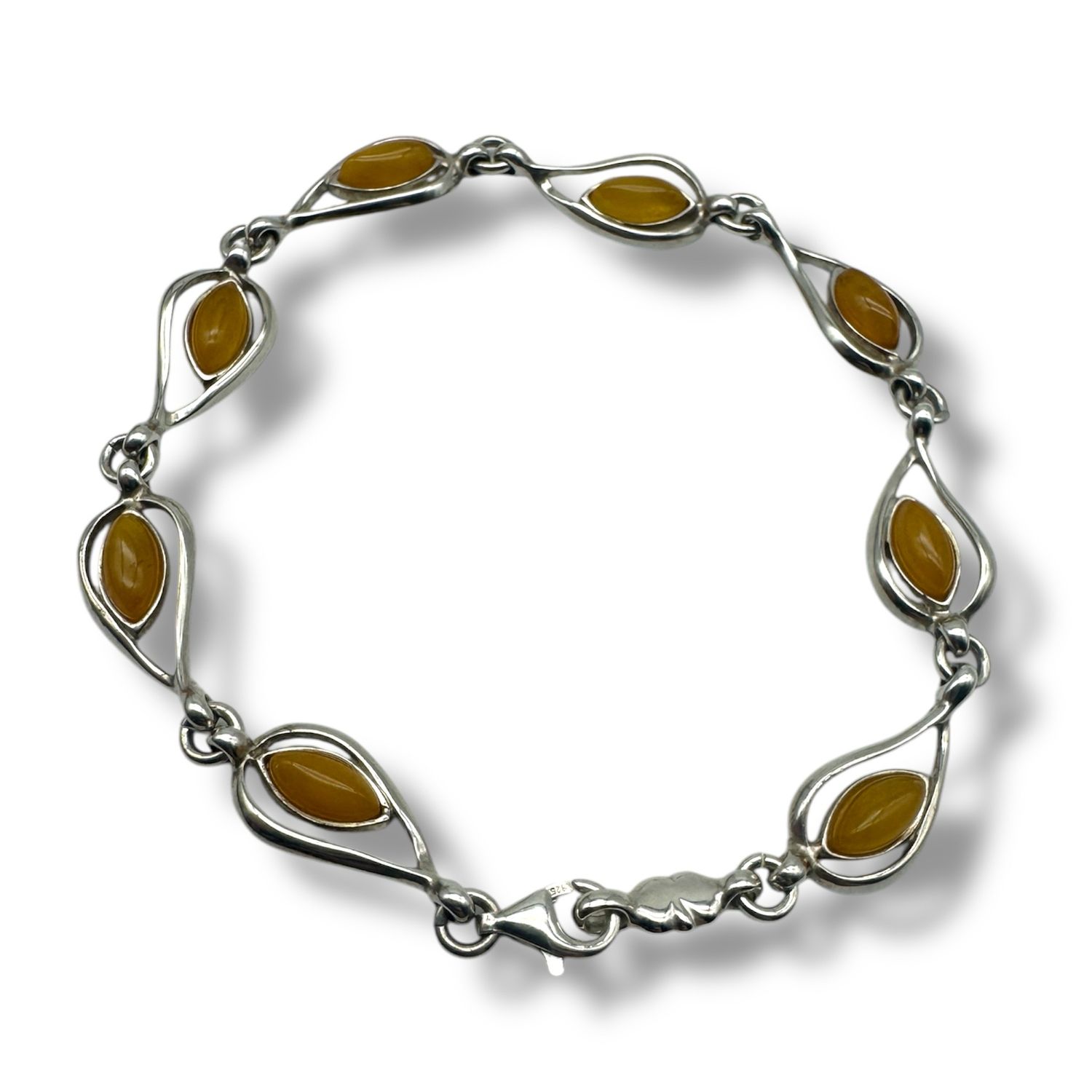 Sterling Silver Butterscotch Amber Bracelet