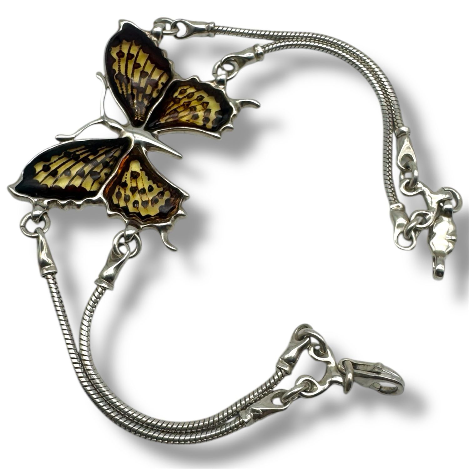 Sterling Silver Laser Engraved Lemon Amber Bracelet
