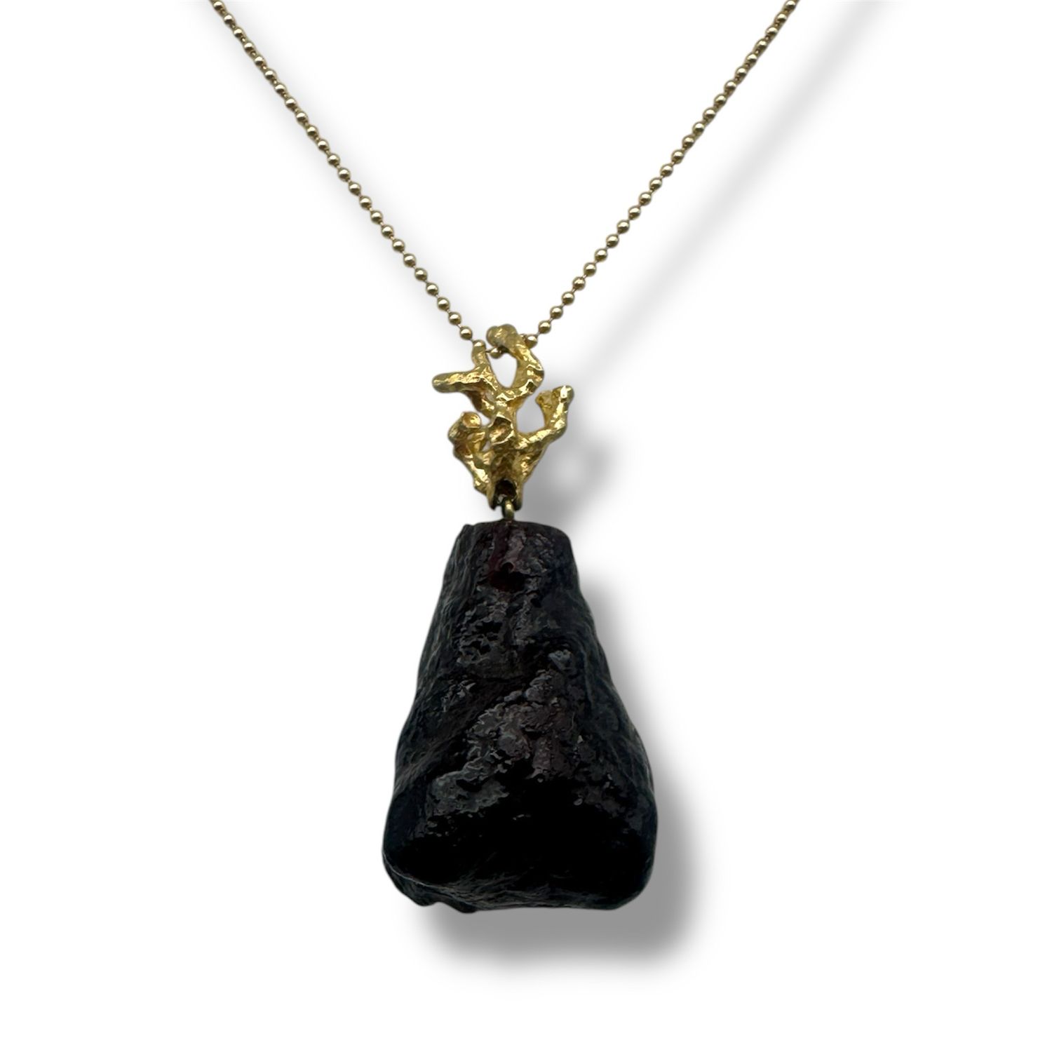 Gold Coated Sterling Silver Black Amber Necklace