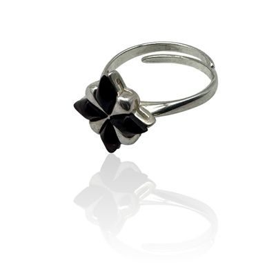 Sterling Silver Cherry Amber Adjustable Ring