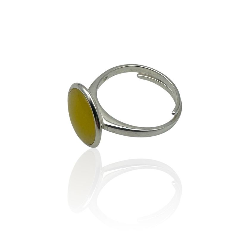 Sterling Silver Butterscotch Amber Adjustable Ring