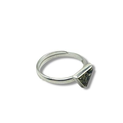 Sterling Silver Green Amber Triangle Adjustable Ring