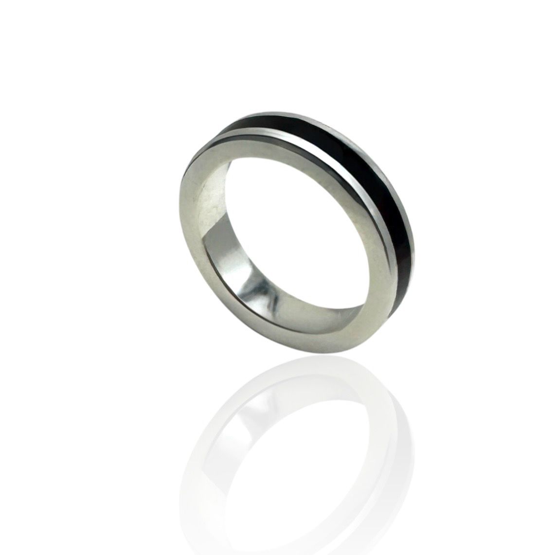 Sterling Silver Cognac Inlay Amber Ring