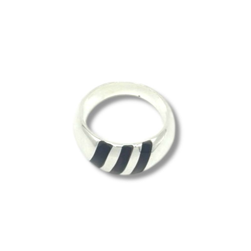 Sterling Silver Cherry Amber Inlay Band Ring