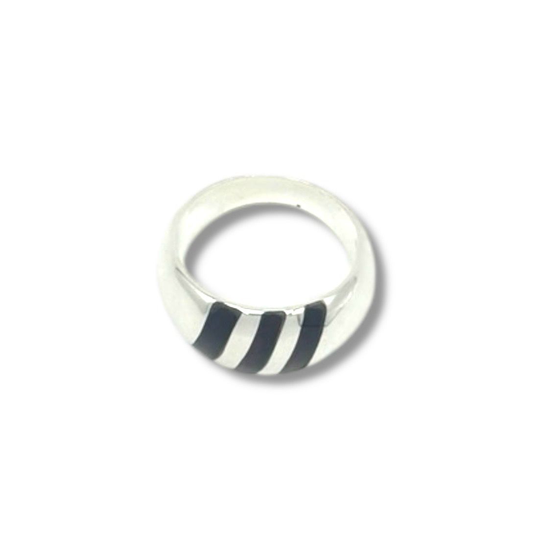 Sterling Silver Cherry Amber Inlay Band Ring
