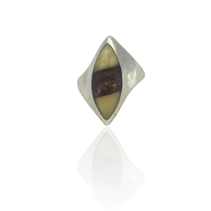 Sterling Silver Multicolour Amber Ring