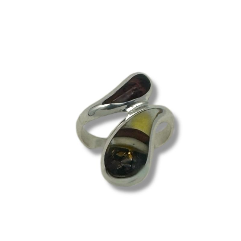 Sterling Silver Multicolour Amber Ring