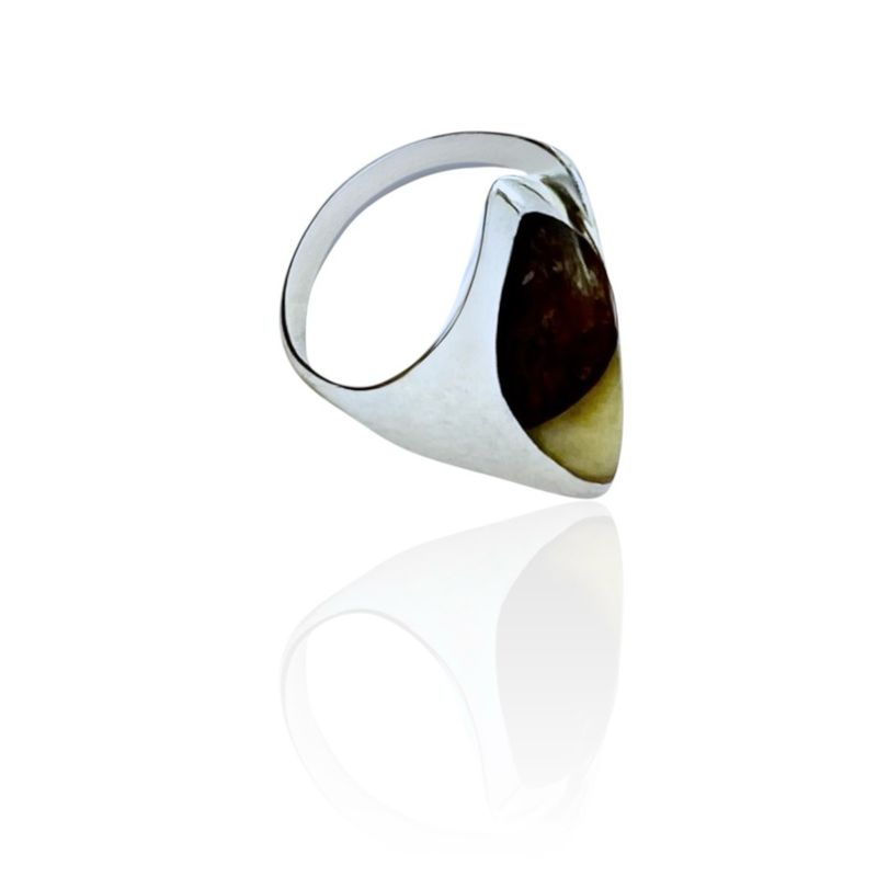 Sterling Silver Cognac Amber Ring