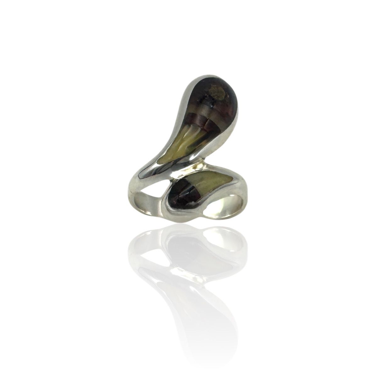 Sterling Silver Multicolour Amber Ring