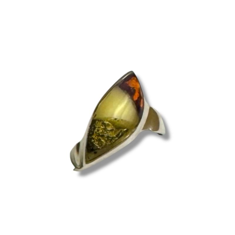 Sterling Silver Cognac Amber Ring