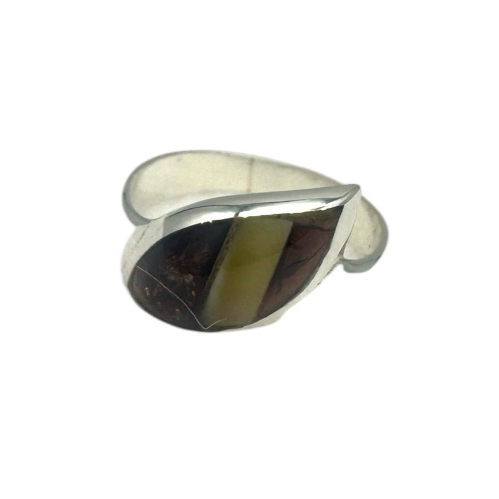 Sterling Silver Multicolour Amber Ring