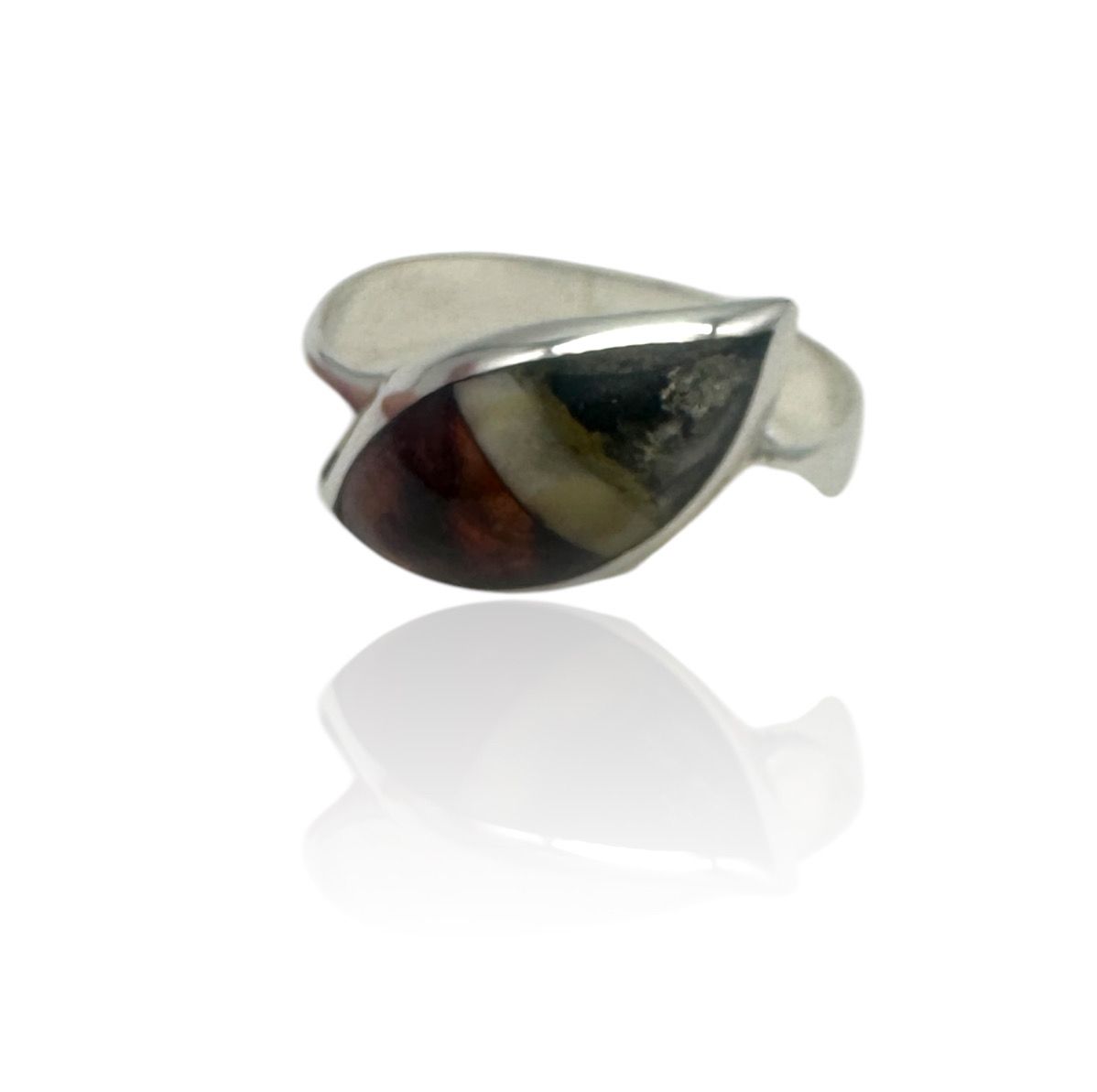 Sterling Silver Multicolour Amber Ring
