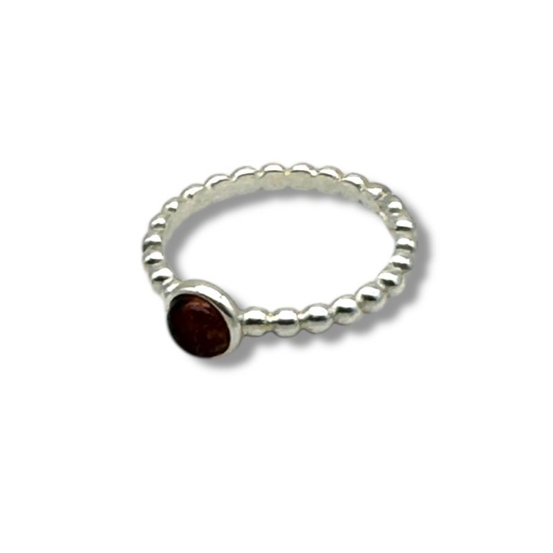 Sterling Silver Cognac Amber Ring