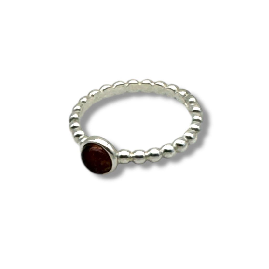 Sterling Silver Cognac Amber Ring