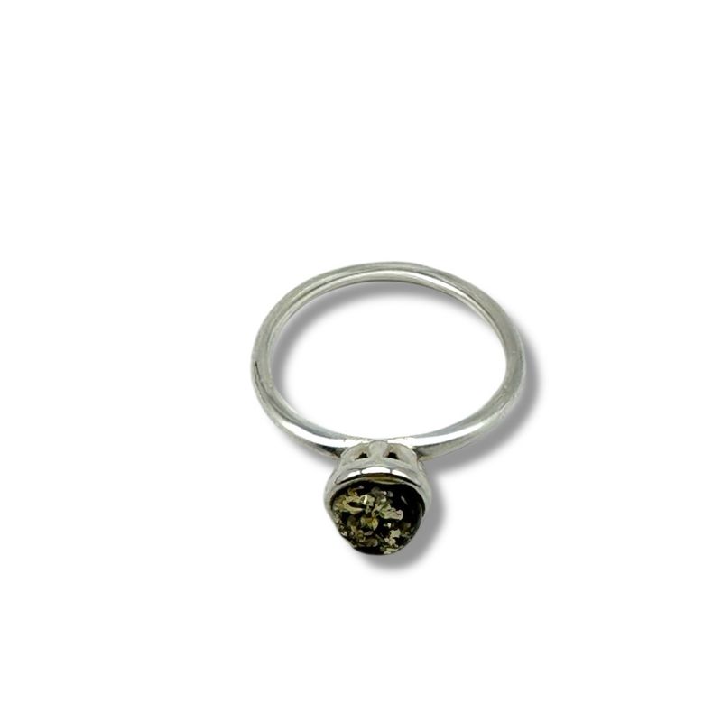 Sterling Silver Green Amber Ring