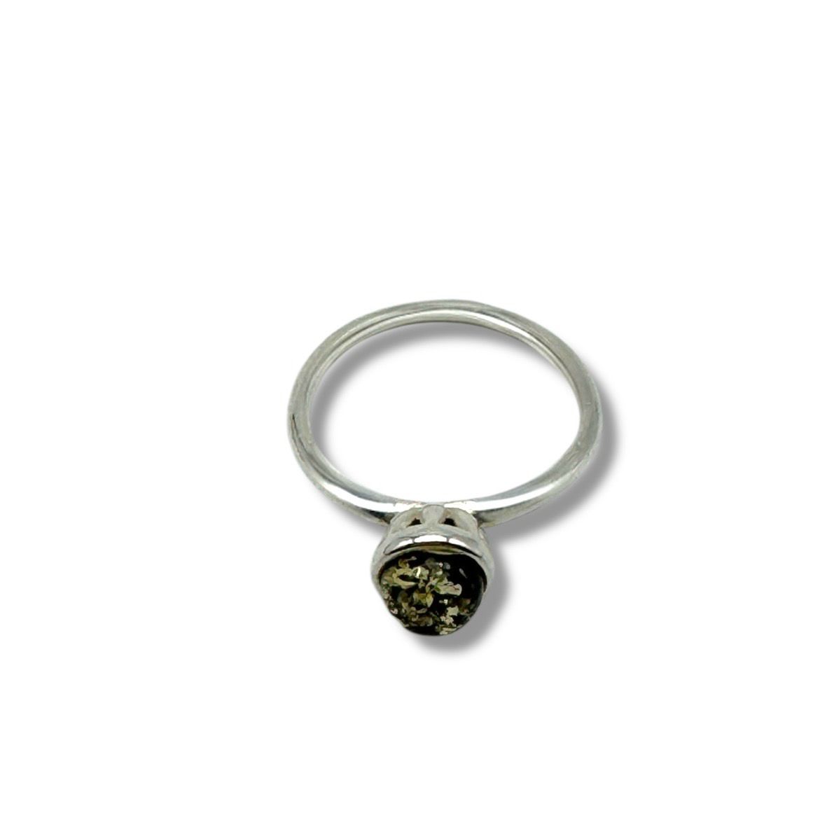 Sterling Silver Green Amber Ring
