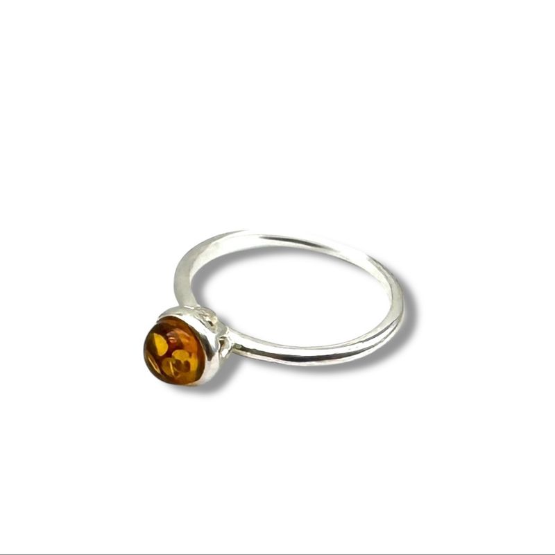 Sterling Silver Cognac Amber Ring