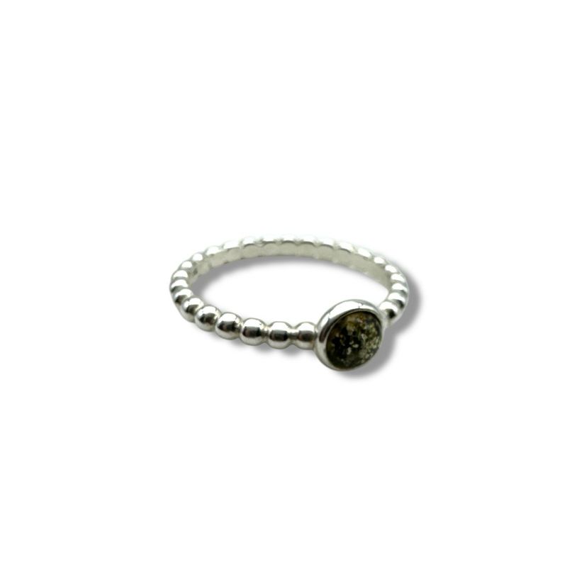 Sterling Silver Green Amber Ring