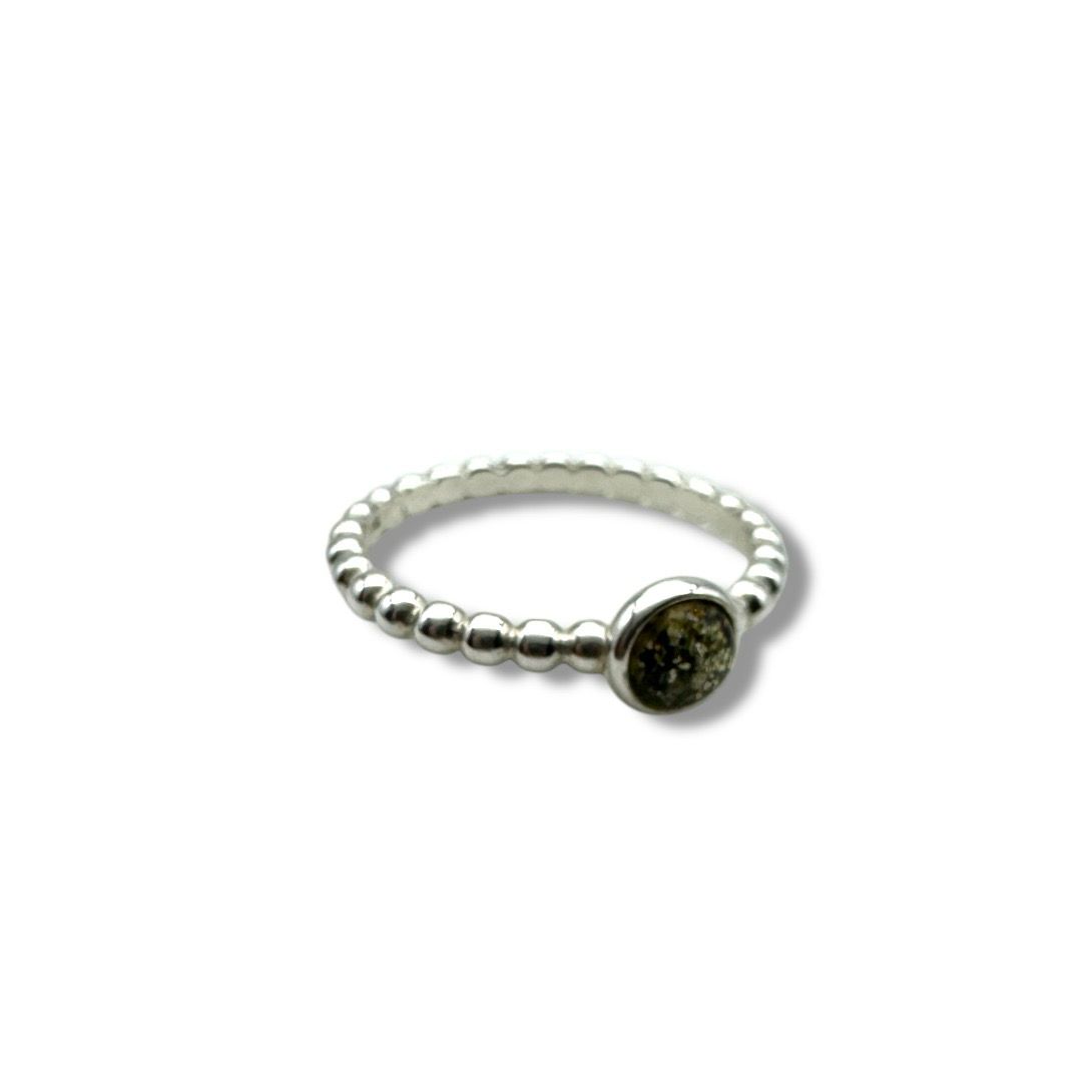 Sterling Silver Green Amber Ring