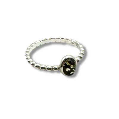 Sterling Silver Green Amber Ring