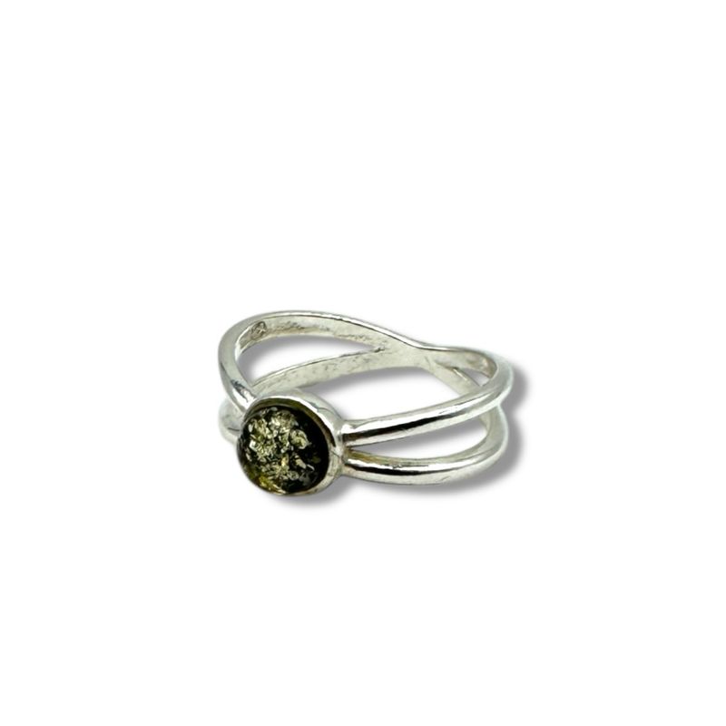 Sterling Silver Green Amber Ring