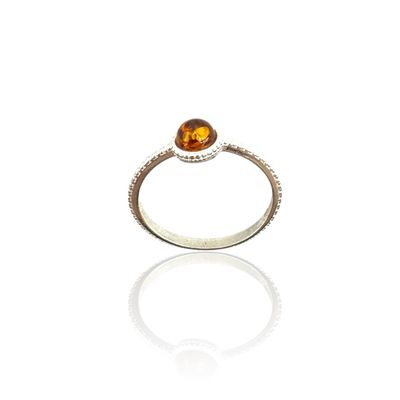 Sterling Silver Cognac Amber Ring