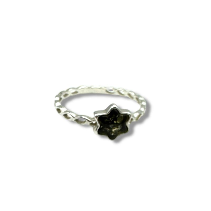 Sterling Silver Green Amber Ring
