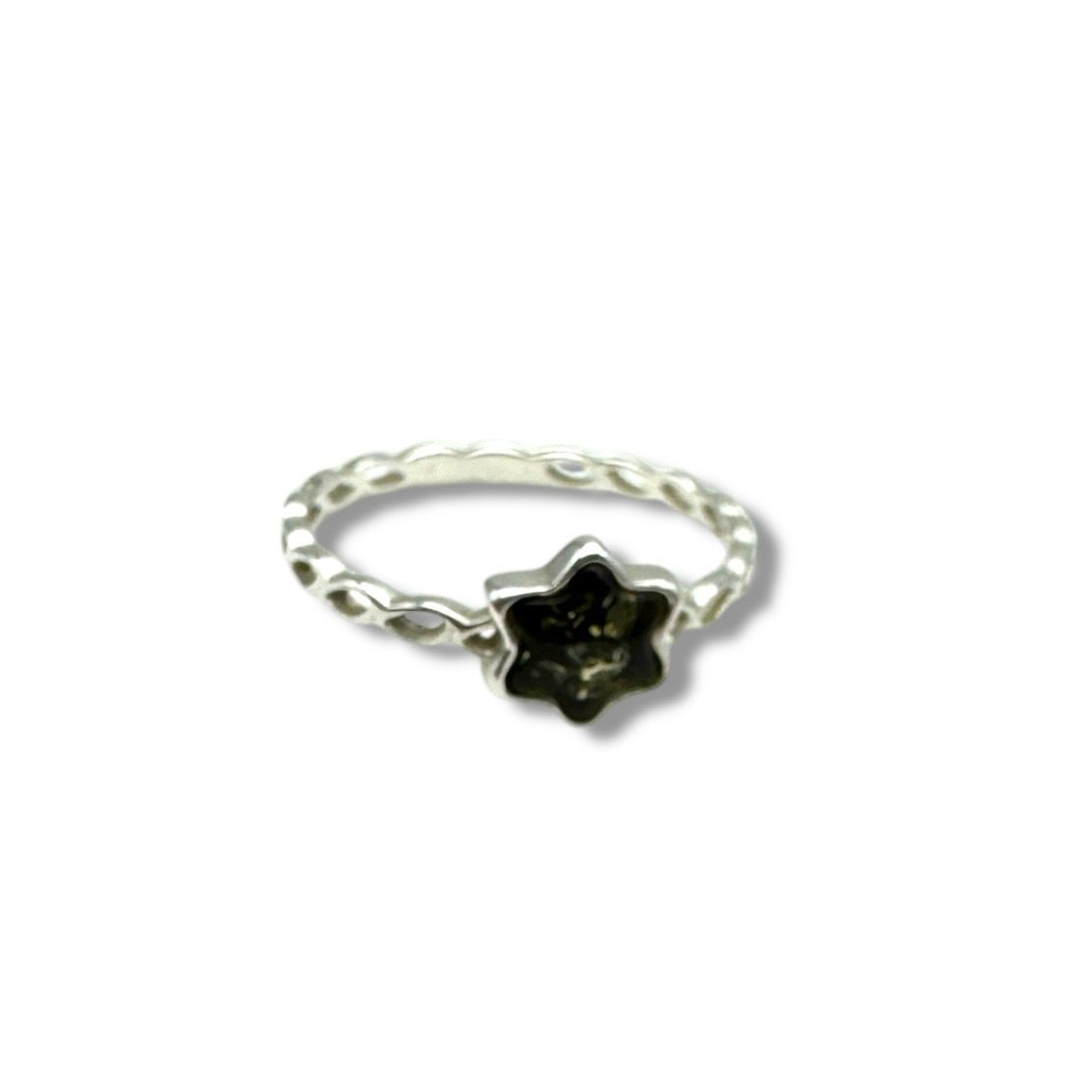Sterling Silver Green Amber Ring
