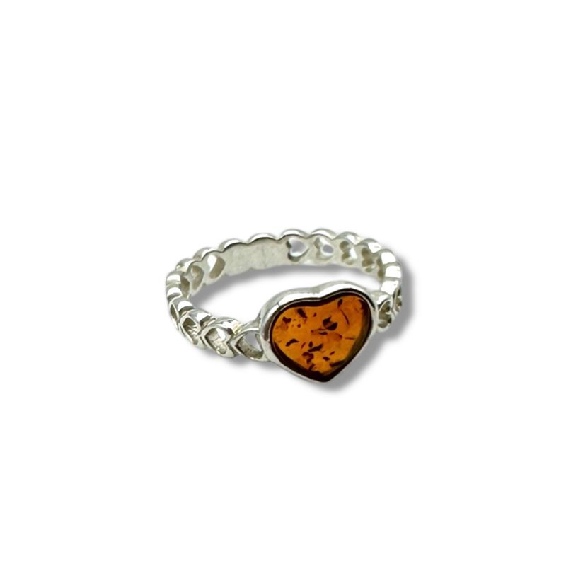 Sterling Silver Cognac Amber Ring