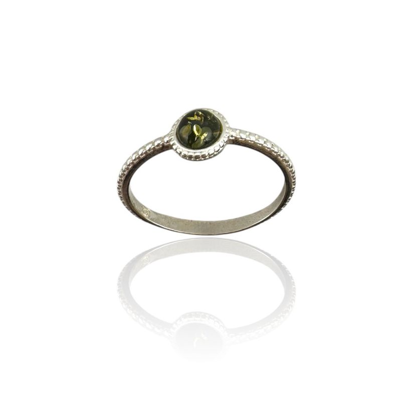 Sterling Silver Green Amber Ring