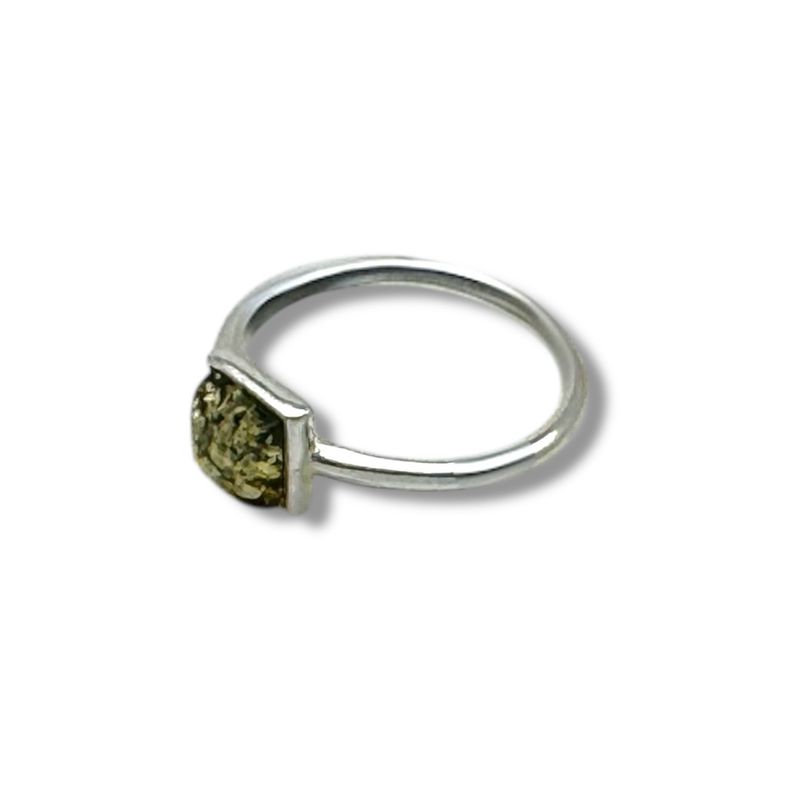 Sterling Silver Green Amber Ring