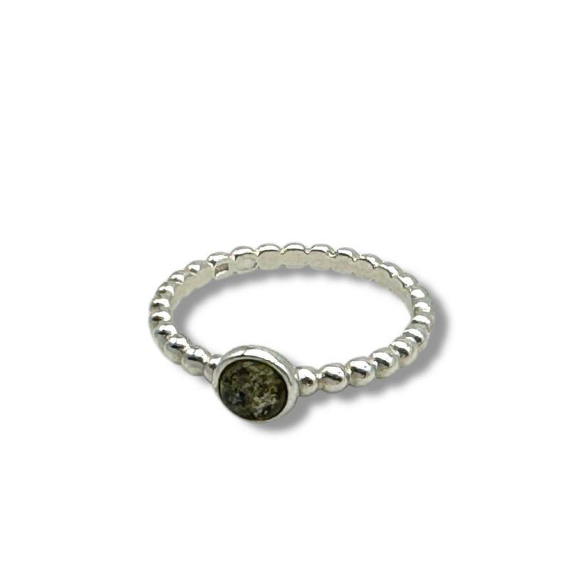 Sterling Silver Green Amber Ring
