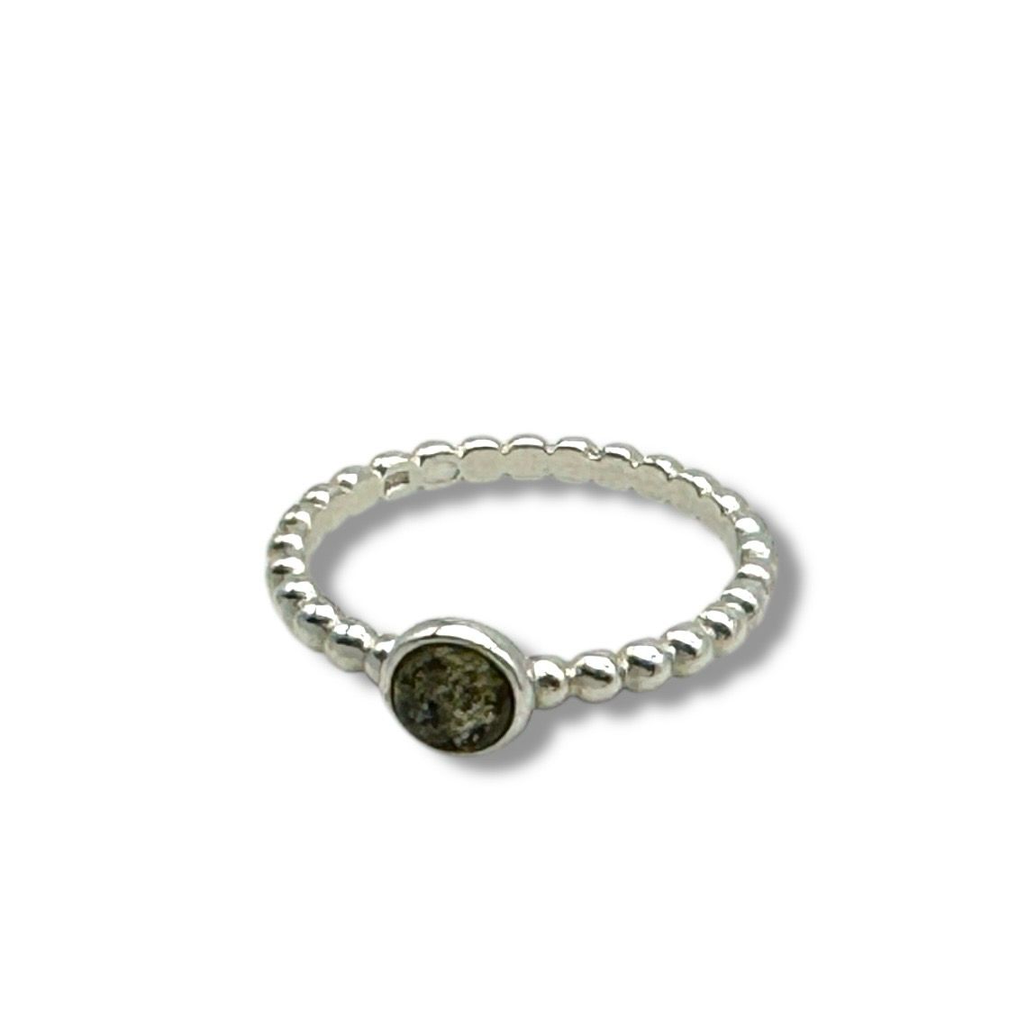 Sterling Silver Green Amber Ring