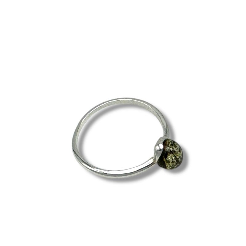 Sterling Silver Green Amber Ring