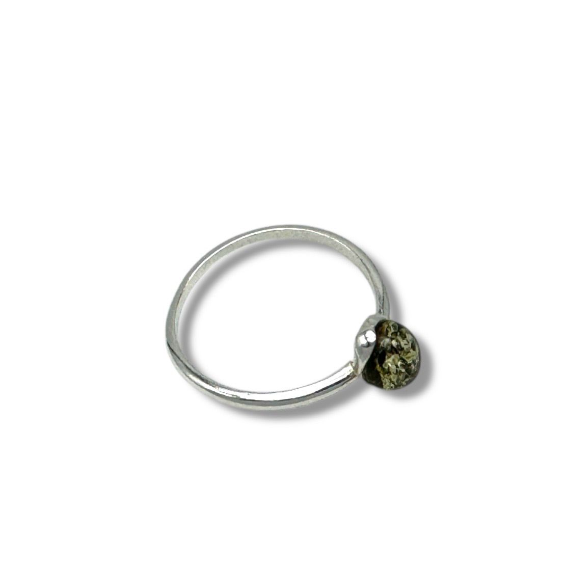 Sterling Silver Green Amber Ring