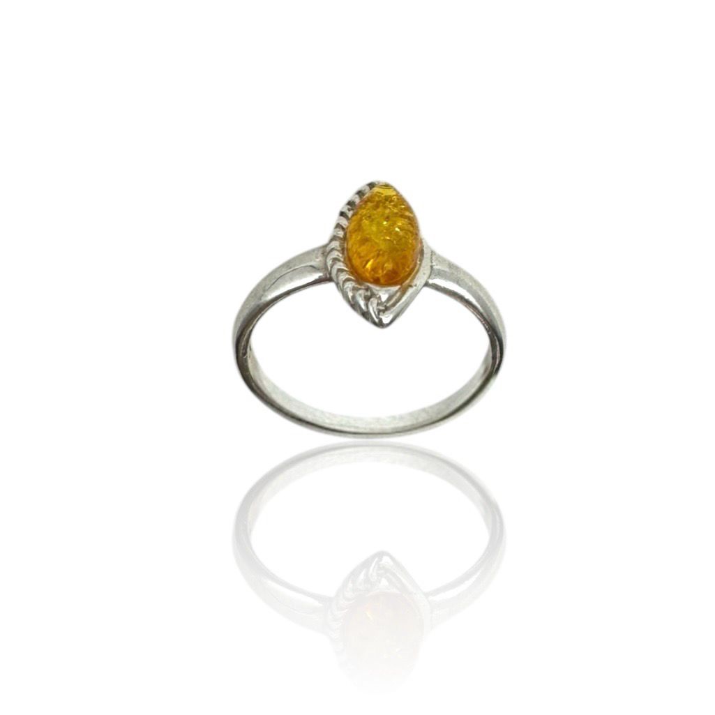 Sterling Silver Cognac Amber Ring