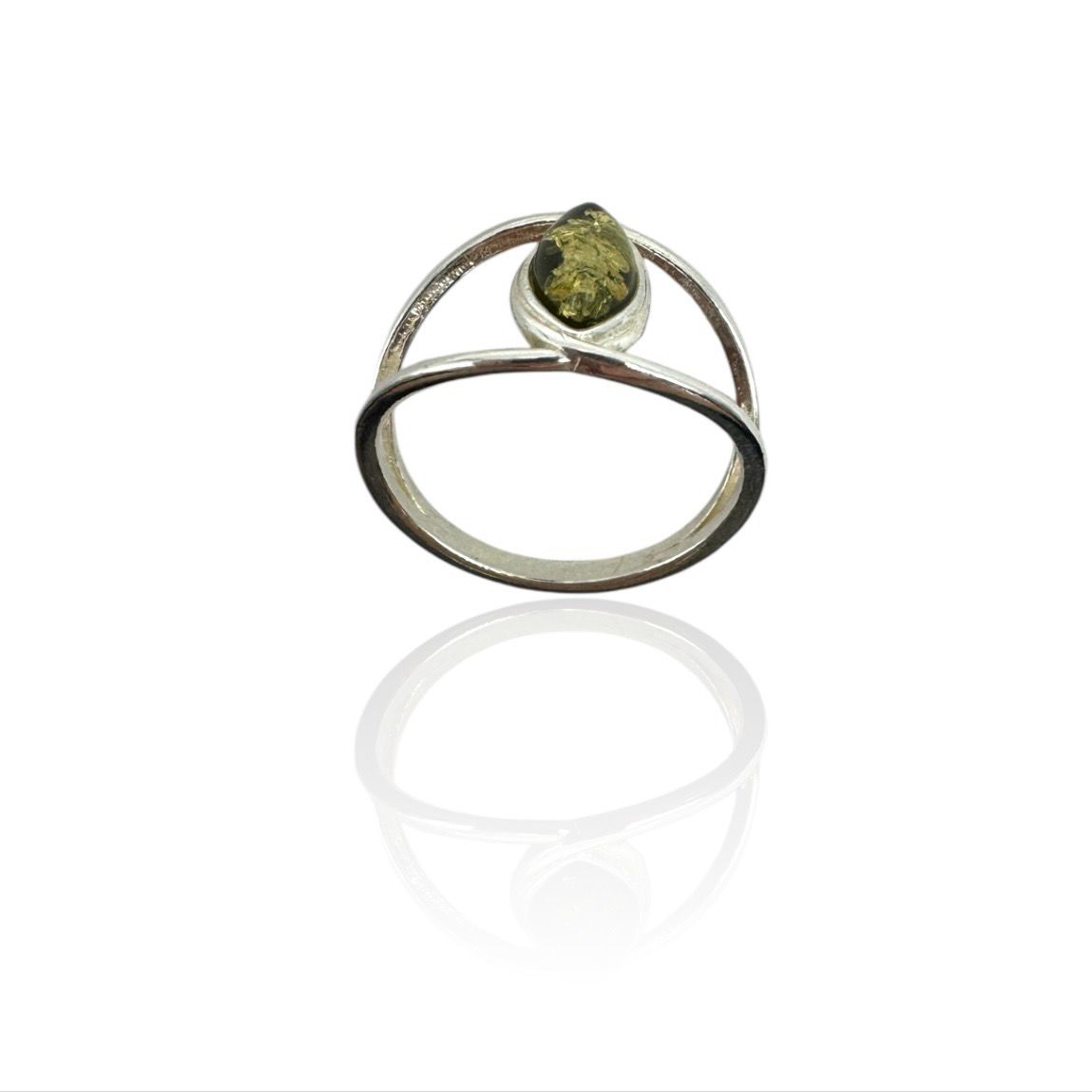 Sterling Silver Green Amber Ring
