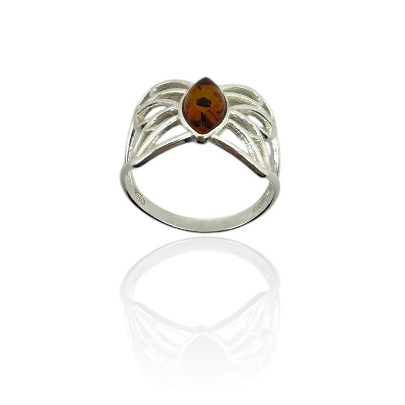 Sterling Silver Cognac Amber Ring