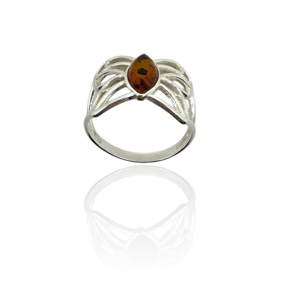 Sterling Silver Cognac Amber Ring