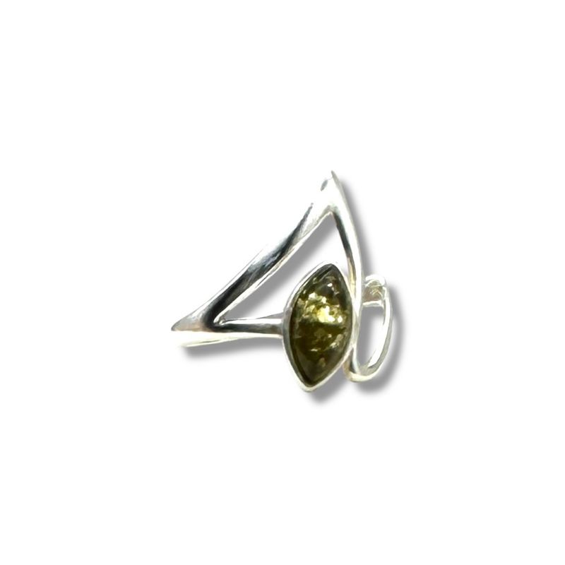 Sterling Silver Green Amber Ring