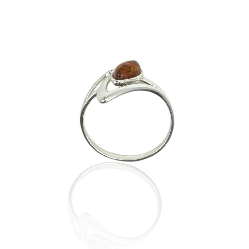 Sterling Silver Cognac Amber Ring