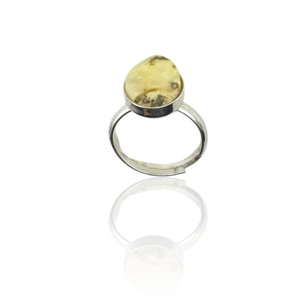 Sterling Silver Butterscotch  Amber Ring