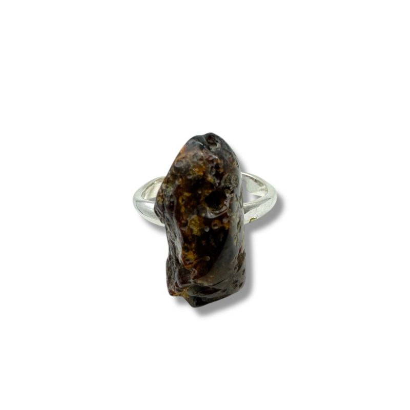 Sterling Silver  Raw Amber Ring